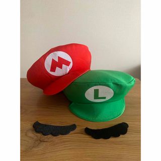 『新品』マリオ・ルイージ帽子＆ひげ各2点セット(小道具)