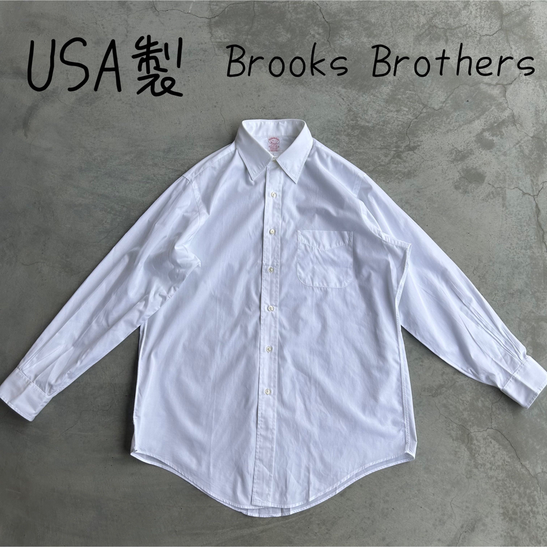 希少 USA製 Brooks Brothers 長袖 シャツ 白 ホワイトトップス