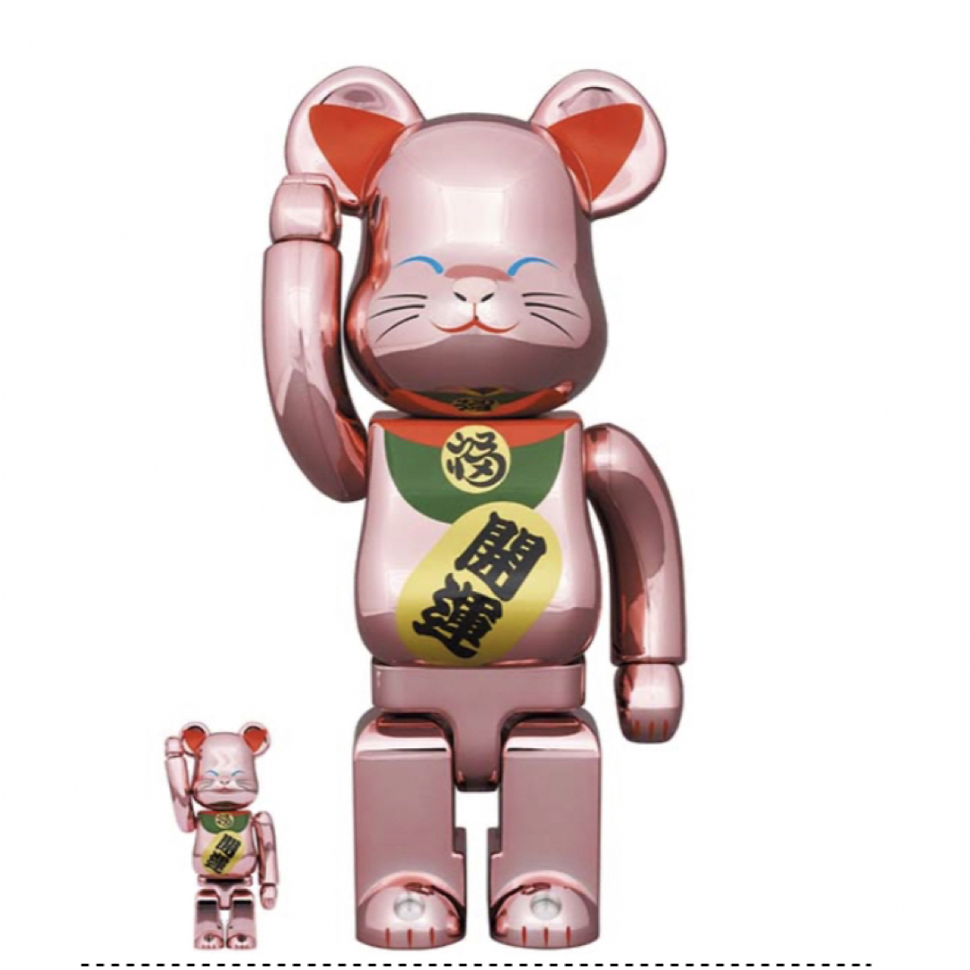 BE@RBRICK 招き猫 開運 桃金メッキ 100％ & 400％ハンドメイド