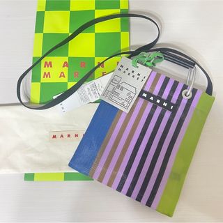 マルニ(Marni)の新品　MARNI ミニショルダーバッグ　ストライプバッグ　パープル　グリーン新作(ショルダーバッグ)