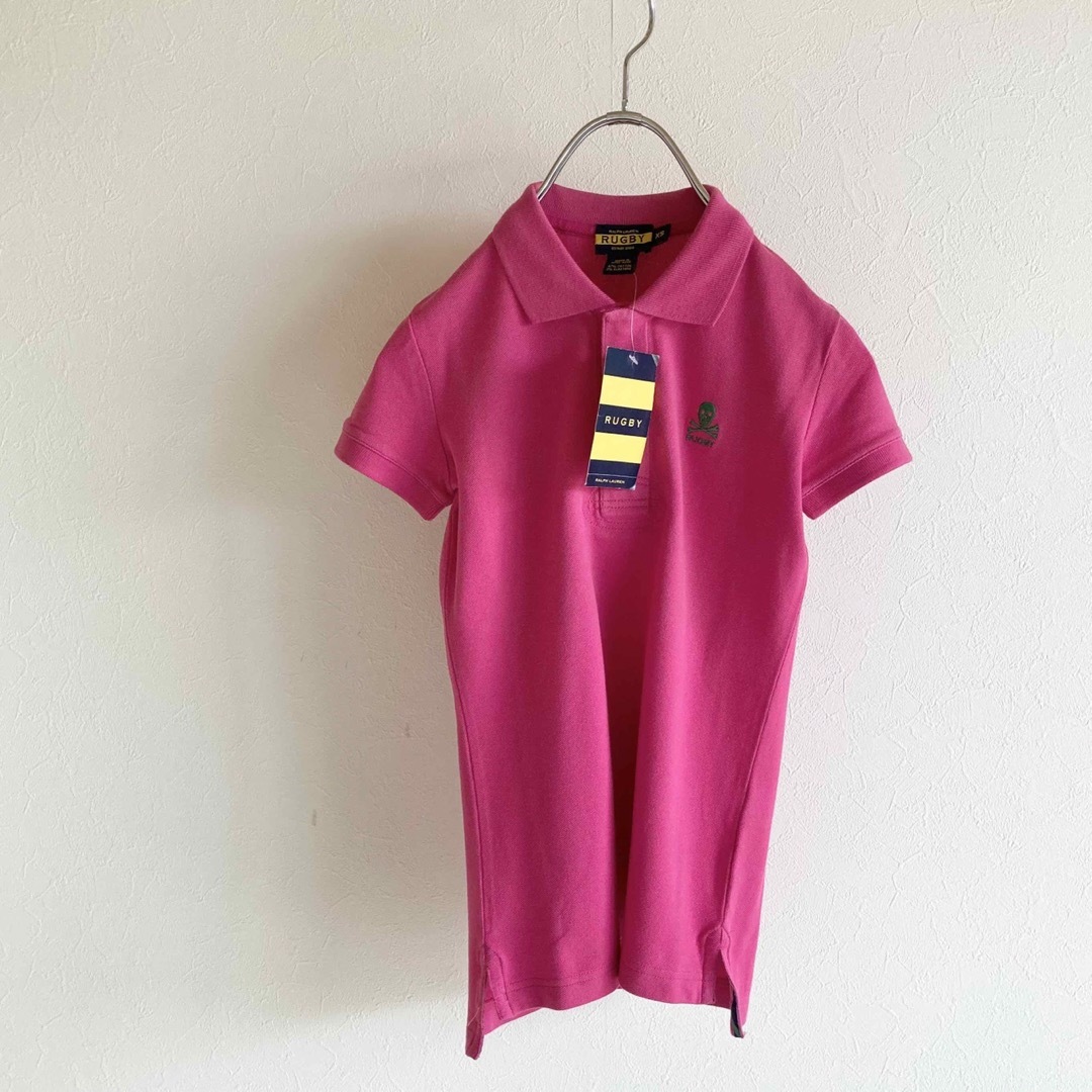 新品 ラルフローレン ラグビー スカル刺繍 ポロシャツ XS フューシャピンク 1
