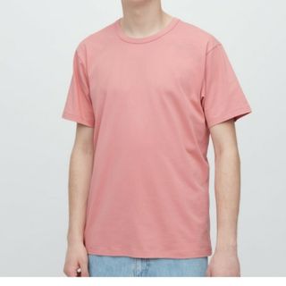 ユニクロ(UNIQLO)のエアリズム　コットンクルーネック　ピンク(Tシャツ/カットソー(半袖/袖なし))