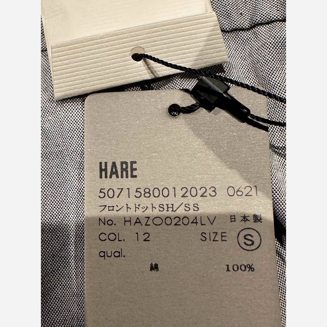 【新品】HARE / ハレ　フロントドット　ストライプ　シャツ　グレー　Sサイズ