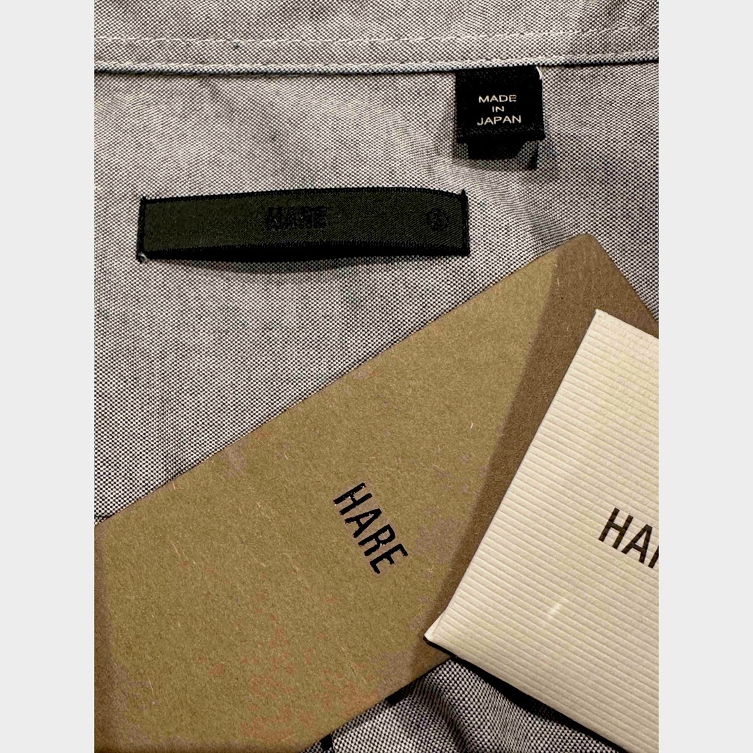 【新品】HARE / ハレ　フロントドット　ストライプ　シャツ　グレー　Sサイズ