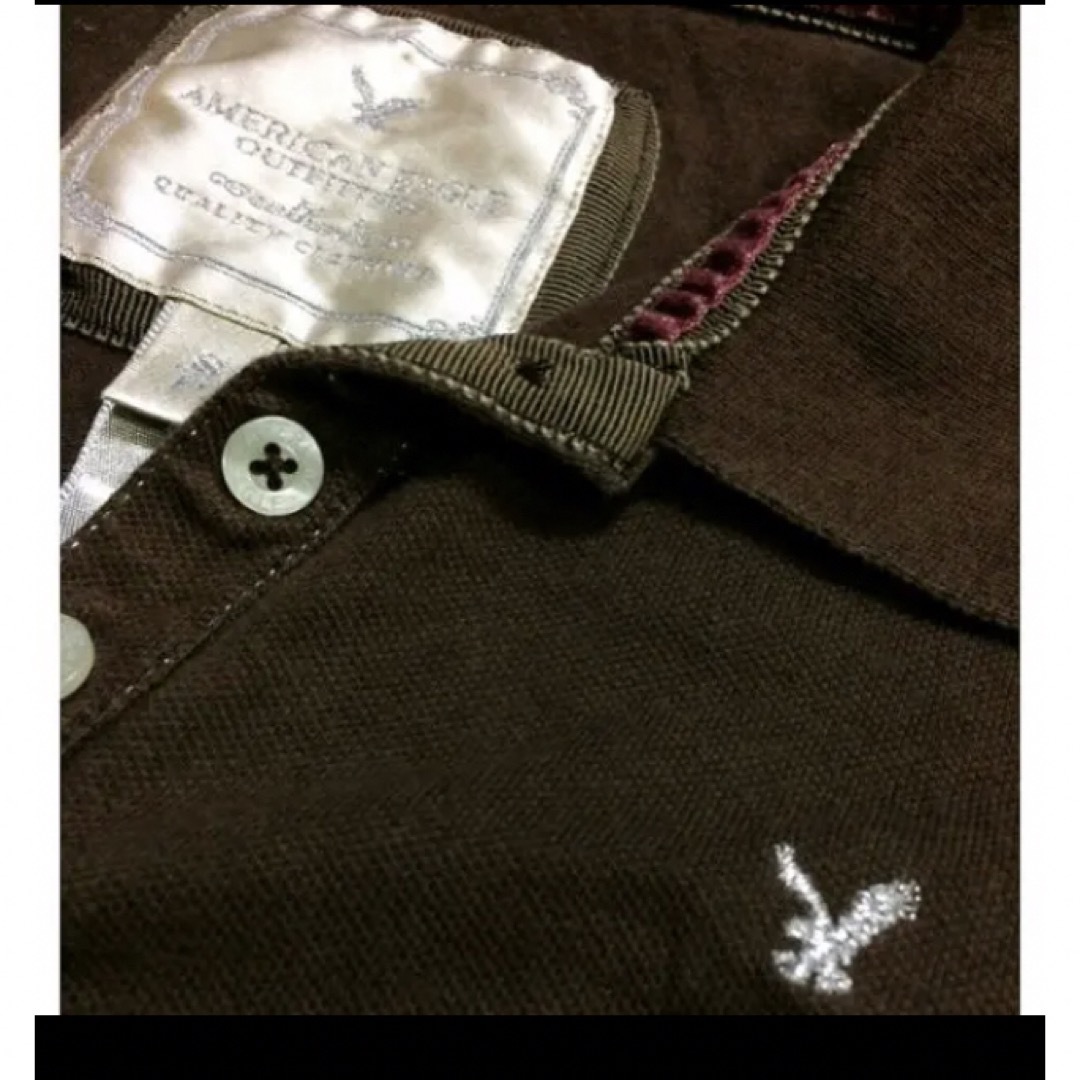 American Eagle(アメリカンイーグル)のアメリカンイーグルダークブラウンポロ レディースのトップス(ポロシャツ)の商品写真
