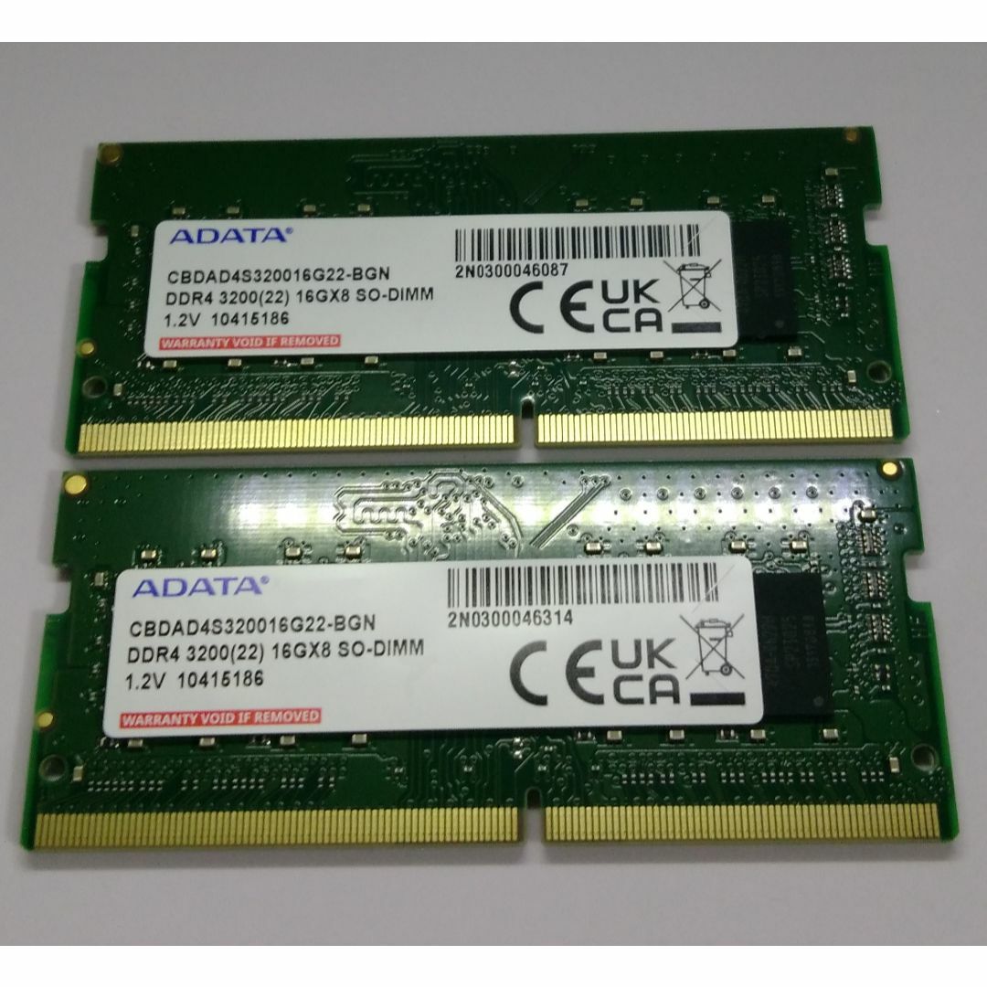 ADATA PC4 DDR4-3200 32GB(16GB 2枚) ノートメモリの通販 by Ares's ...