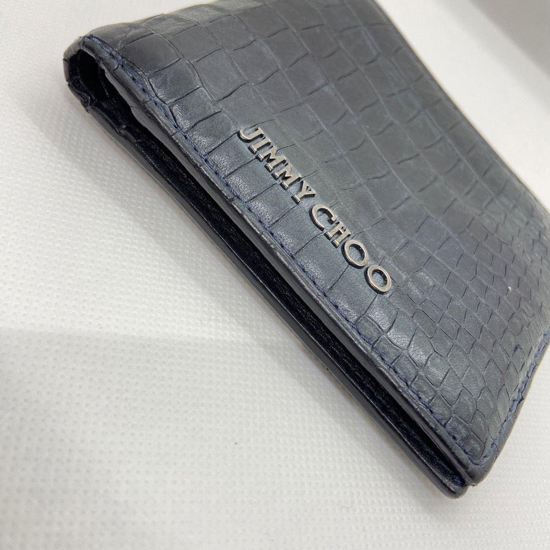 JIMMY CHOO(ジミーチュウ)のジミーチュウ　二つ折り財布　クロコ押し　レザー　ブラック レディースのファッション小物(財布)の商品写真