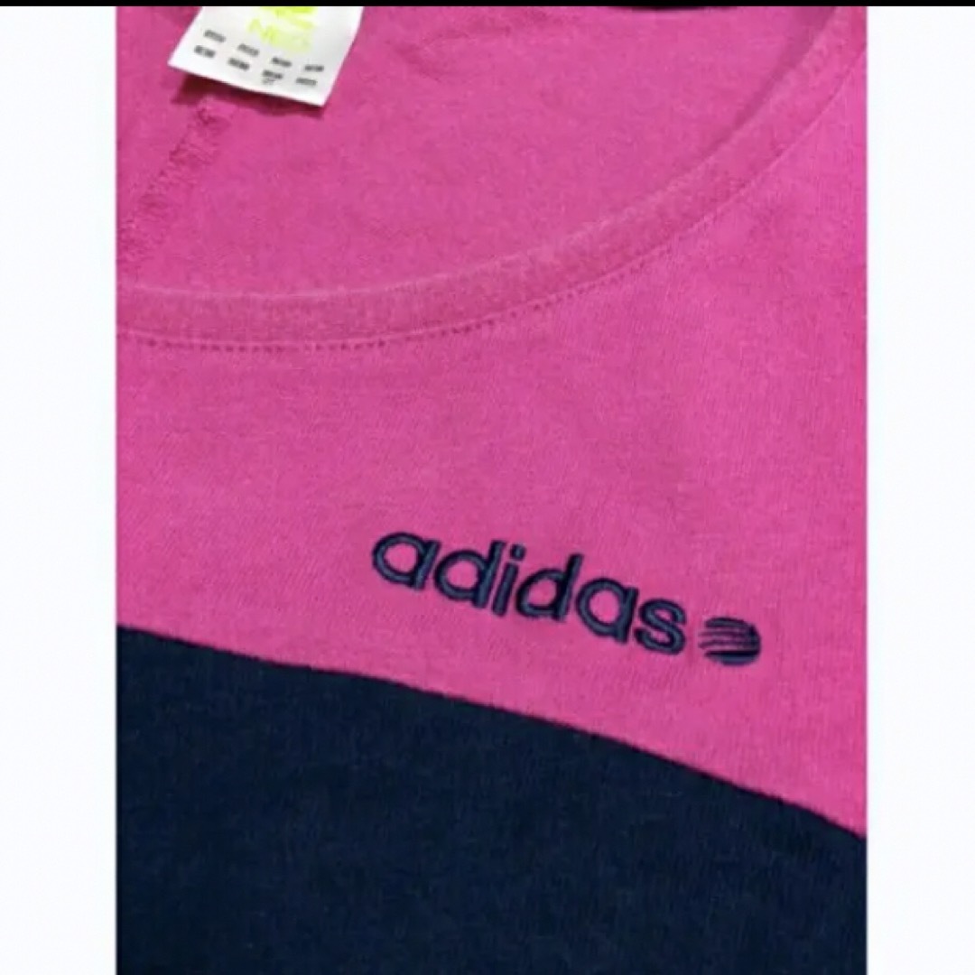 adidas(アディダス)のadidasピンク✖️ネイビーコットンカットソ レディースのトップス(Tシャツ(半袖/袖なし))の商品写真