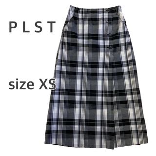 プラステ(PLST)のPLST チェックロングスカート XS(ロングスカート)