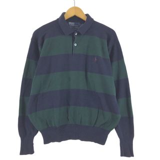 ラルフローレン(Ralph Lauren)の古着 ラルフローレン Ralph Lauren POLO RALPH LAUREN ボーダー柄 襟付き コットンニットセーター メンズL /eaa360463(ニット/セーター)