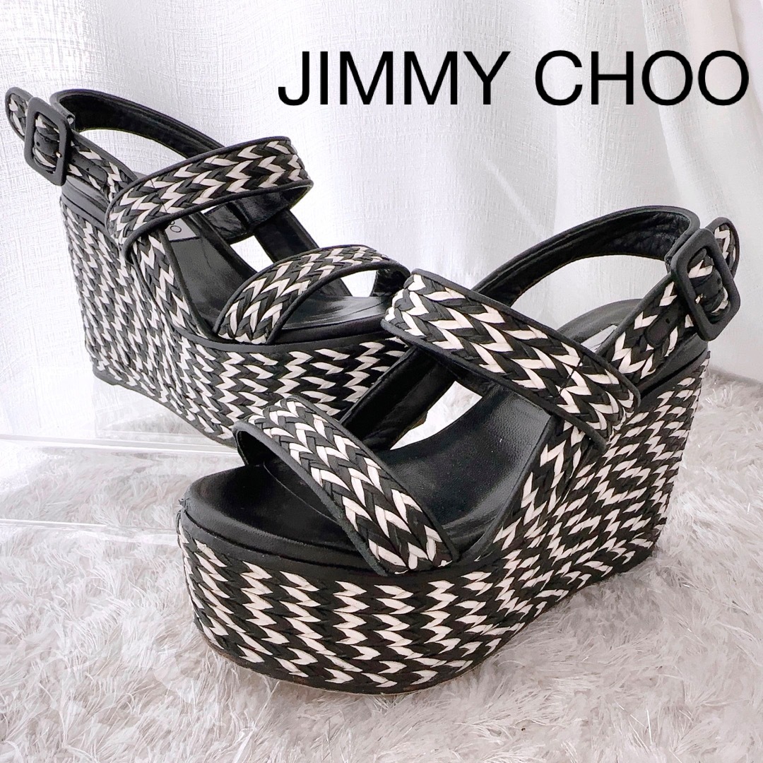 JIMMY CHOO(ジミーチュウ)のJIMMY CHOO ジミーチュー　ウェッジ　ストラップサンダル　厚底　靴　美品 レディースの靴/シューズ(サンダル)の商品写真