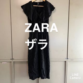 ザラ(ZARA)のZARA ウエストゴムワンピース　チャコールグレー(ロングワンピース/マキシワンピース)