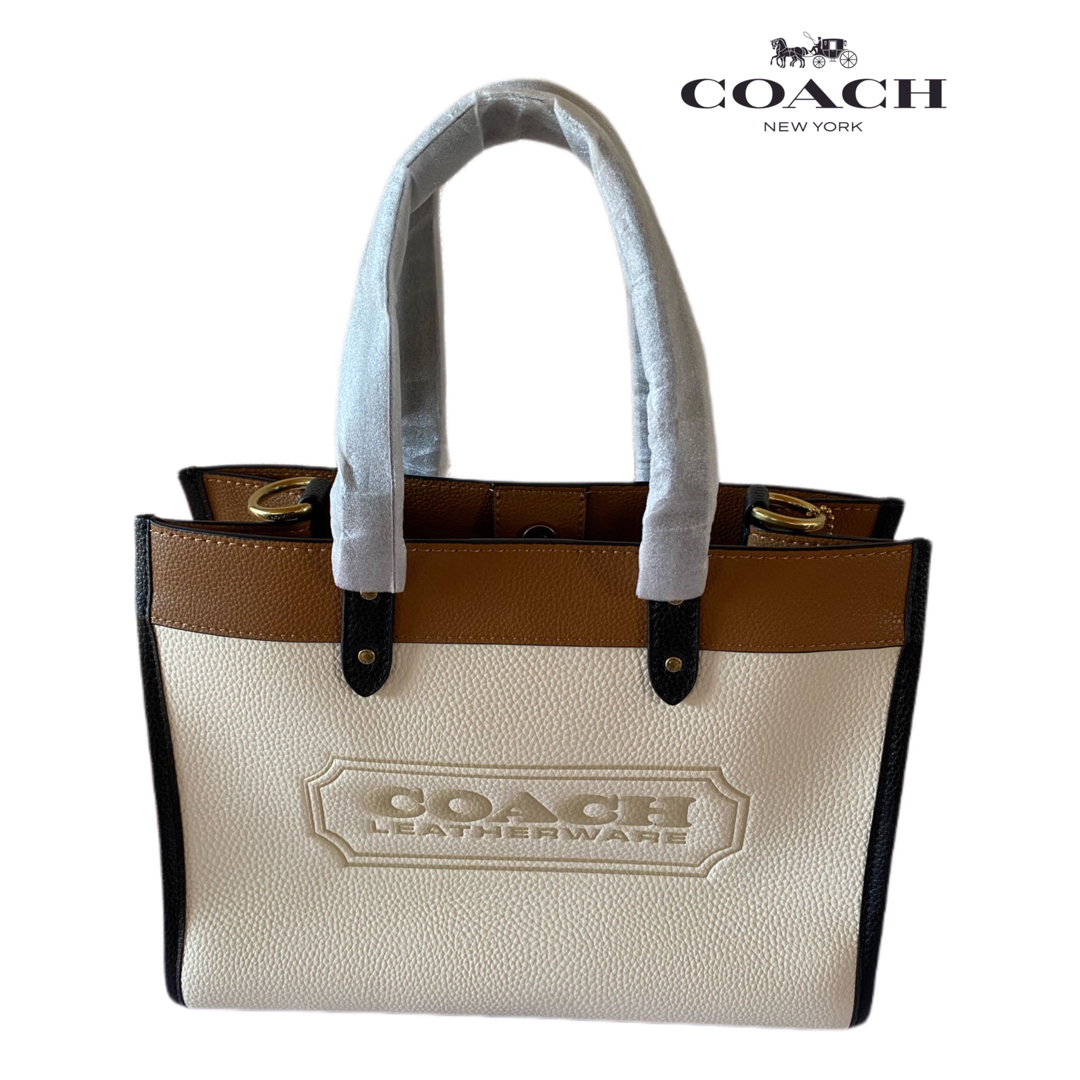 COACH  コーチ　バッグ　フィールドトート30  レザー　ホワイト＆ブラウン