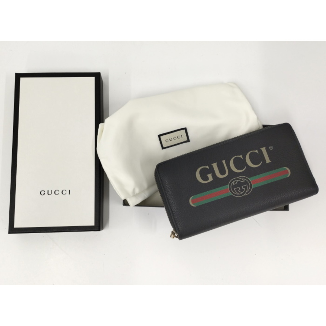 GUCCI ラウンドファスナー長財布 ヴィンテージ ロゴプリント レザー