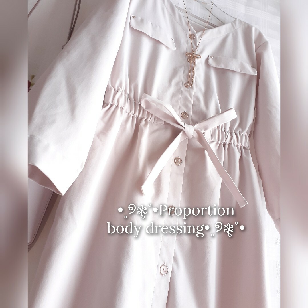 PROPORTION BODY DRESSING(プロポーションボディドレッシング)の美品 プロポーションボディドレッシング リボンシャツワンピース レディースのワンピース(ひざ丈ワンピース)の商品写真