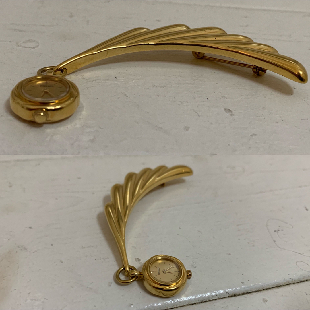 SEIKO VINTAGE セイコー 日本製 ブローチウォッチ ゴールド 不動品