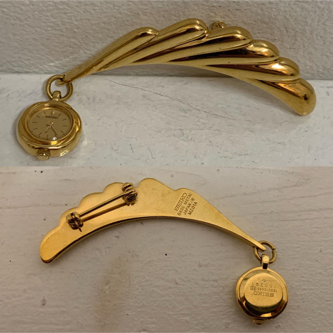 SEIKO VINTAGE セイコー 日本製 ブローチウォッチ ゴールド 不動品