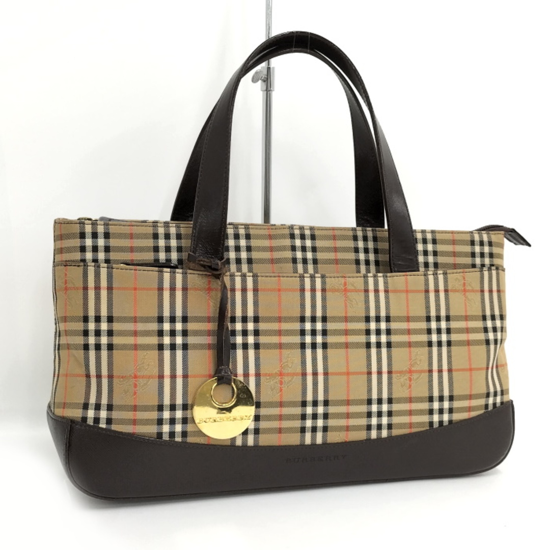 BURBERRY(バーバリー)のBURBERRY トートバッグ ノバチェック ナイロン レザー ベージュ レディースのバッグ(トートバッグ)の商品写真