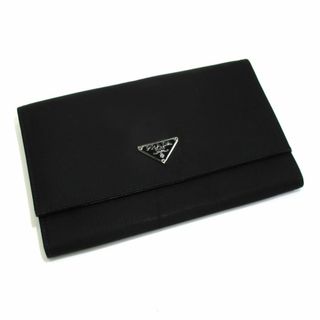 プラダ(PRADA)のPRADA 二つ折り 長財布 ナイロン レザー ブラック M608(長財布)