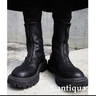 アンティカ(antiqua)のantiqua フロントジップブーツ ブーツ レディース 靴 合皮(ブーツ)