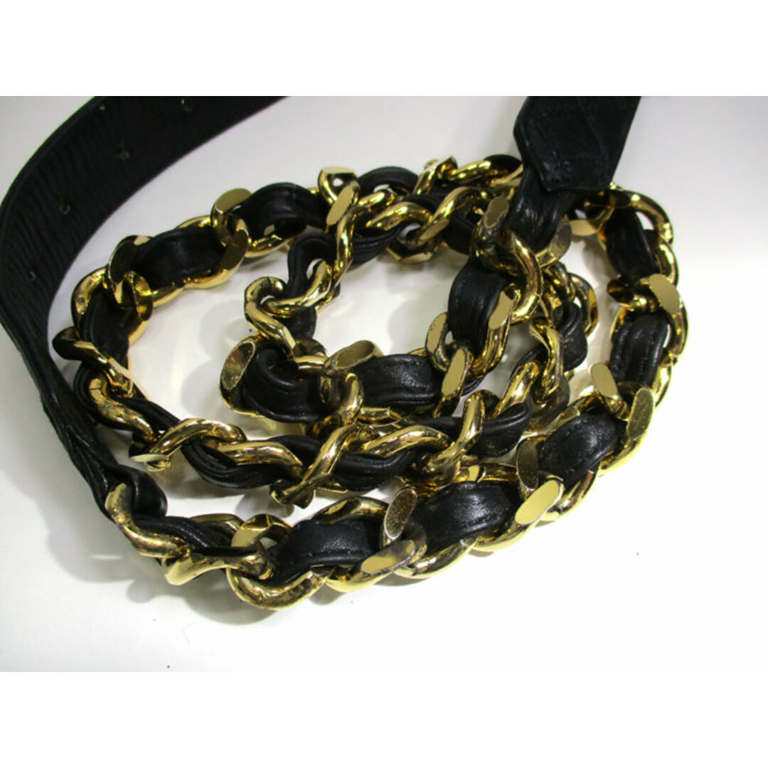 CHANEL - CHANEL チェーン ベルト マトラッセ レザー ブラック CHANEL - CHANEL チェーン ベルト マトラッセ レザー ブラック