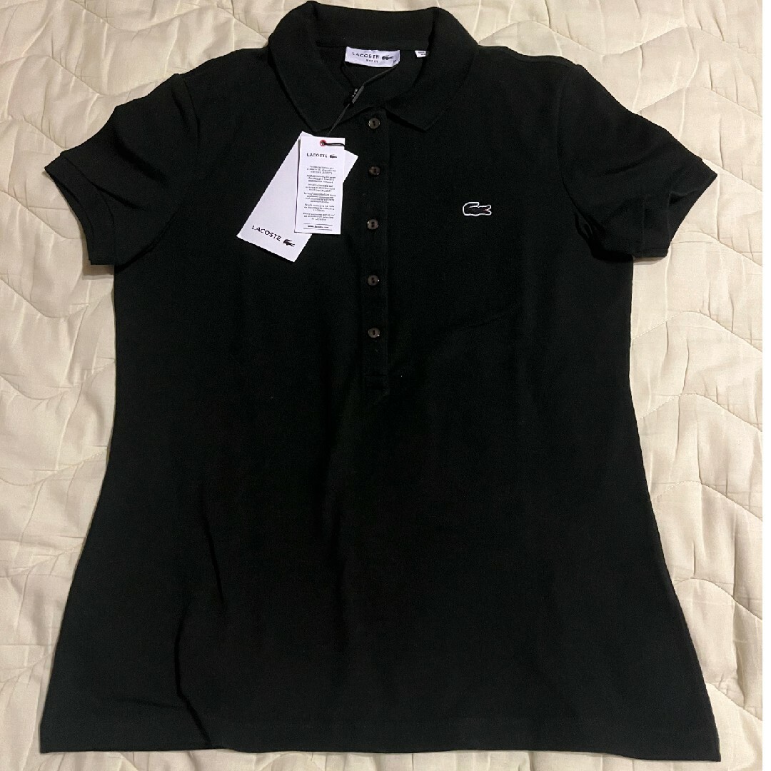 新品タグ付き】LACOSTE ラコステ ポロシャツ 黒 スリムフィット-