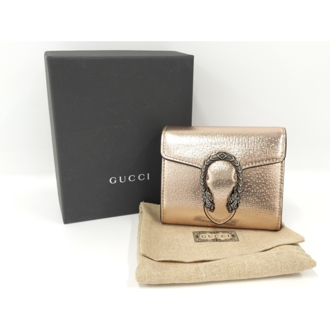 GUCCI - GUCCI デュオニソス 三つ折り コンパクト財布 レザー GUCCI - GUCCI デュオニソス 三つ折り コンパクト財布 レザー