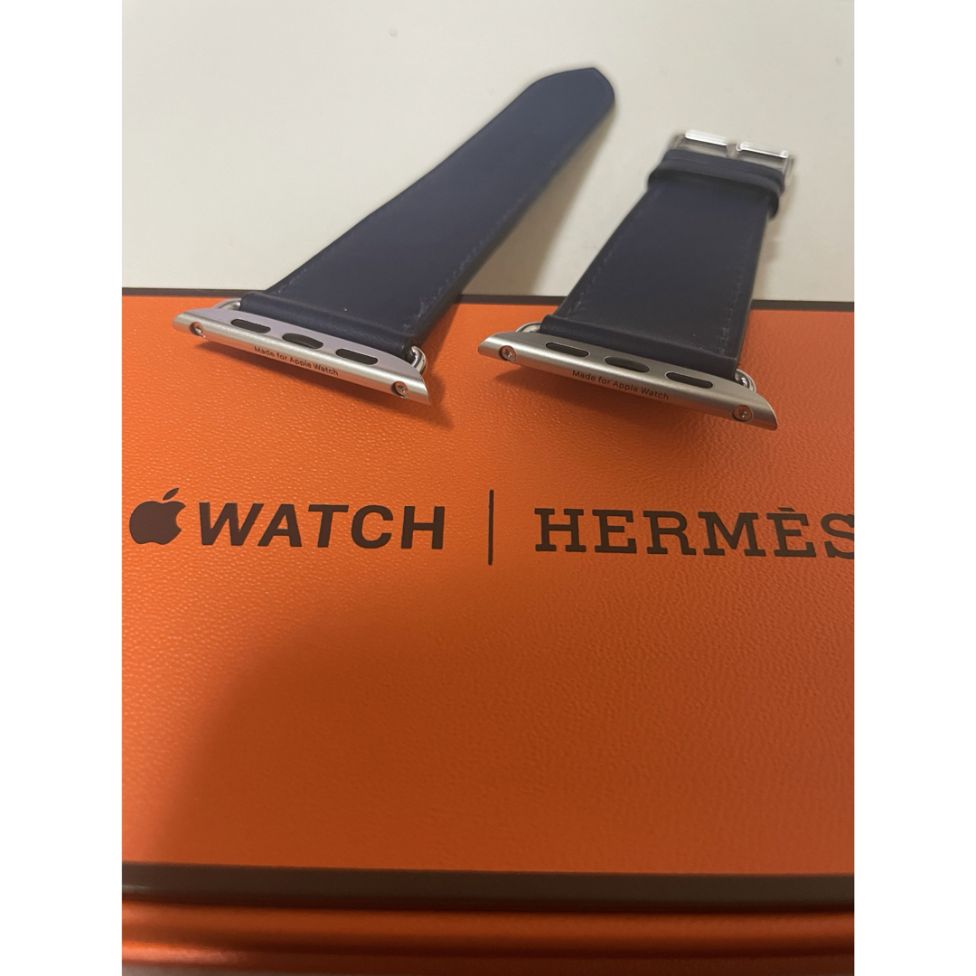 Hermes(エルメス)の新品未使用 Apple Watch HERMESエルメス レザーベルト ネイビー メンズの時計(レザーベルト)の商品写真