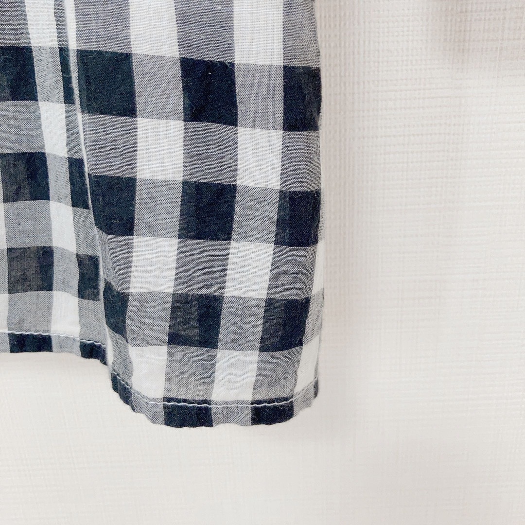 SM2(サマンサモスモス)のサマンサモスモスブルー　ギンガムチェック　七分袖　カットソー　ボタン　L レディースのトップス(シャツ/ブラウス(長袖/七分))の商品写真