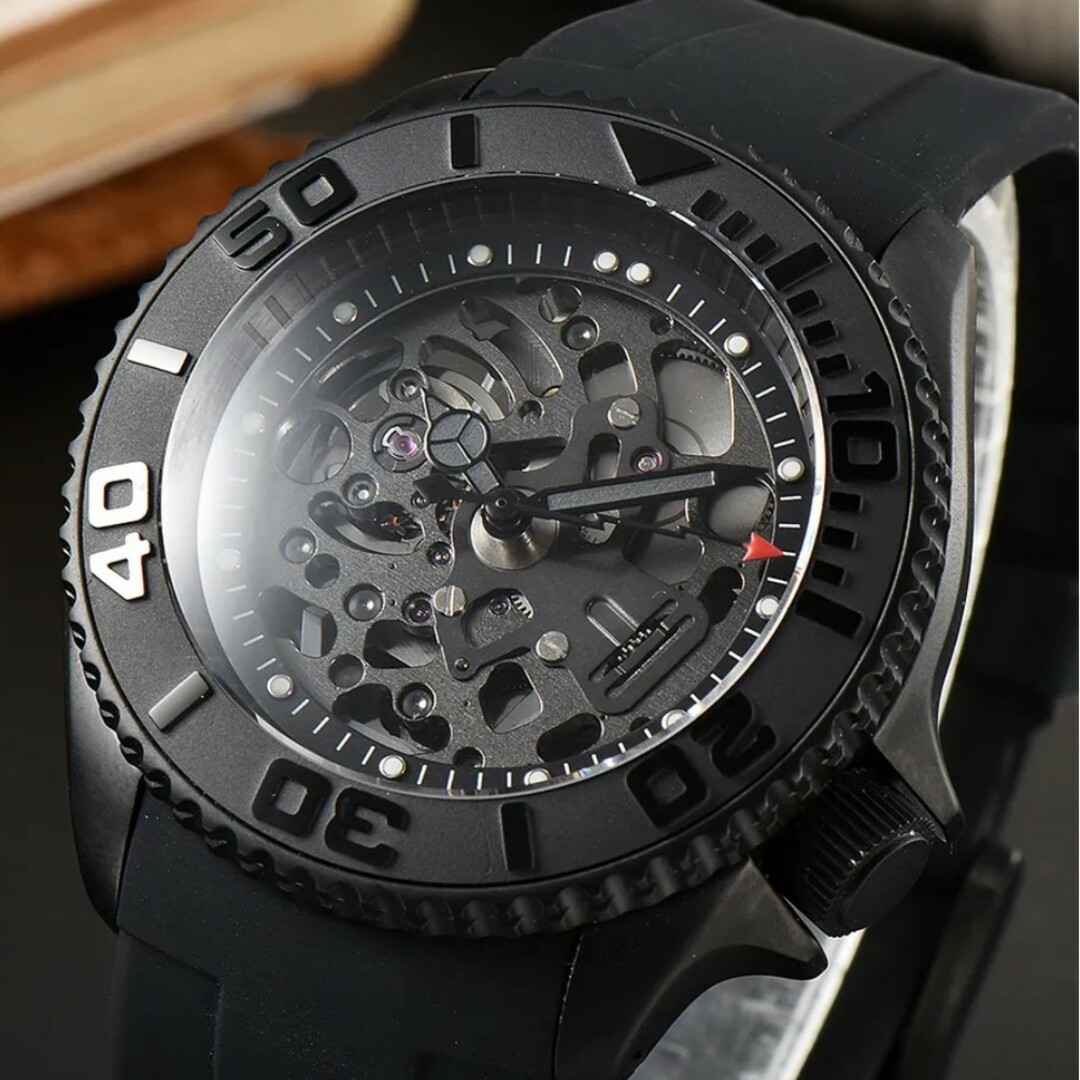 NH72 A MOD 高品質 自動巻 腕時計 スケルトン ブラック ステンレス