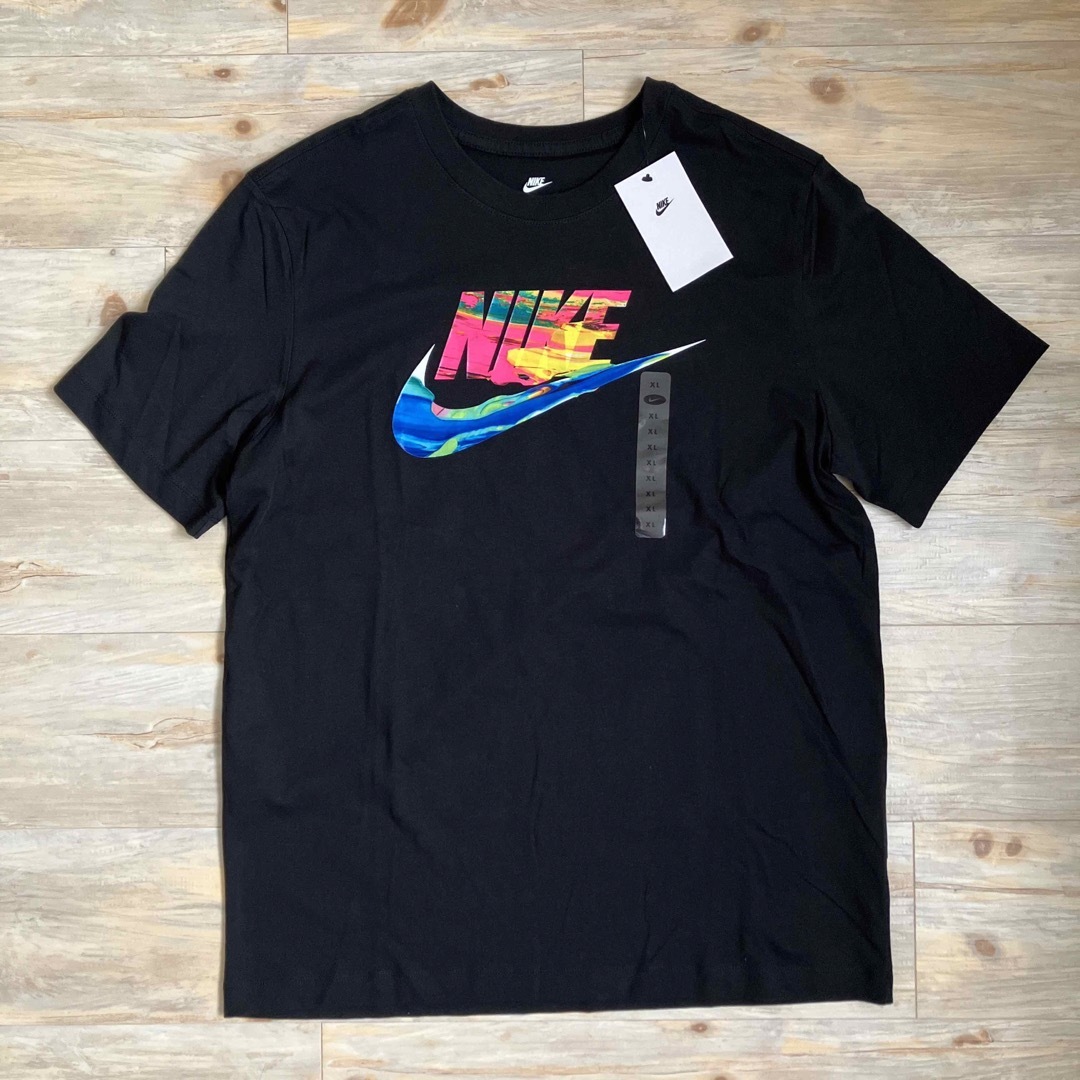 ナイキNIKE ブラック半袖Tシャツ マーブリングカラフルプリント 綿100% | フリマアプリ ラクマ