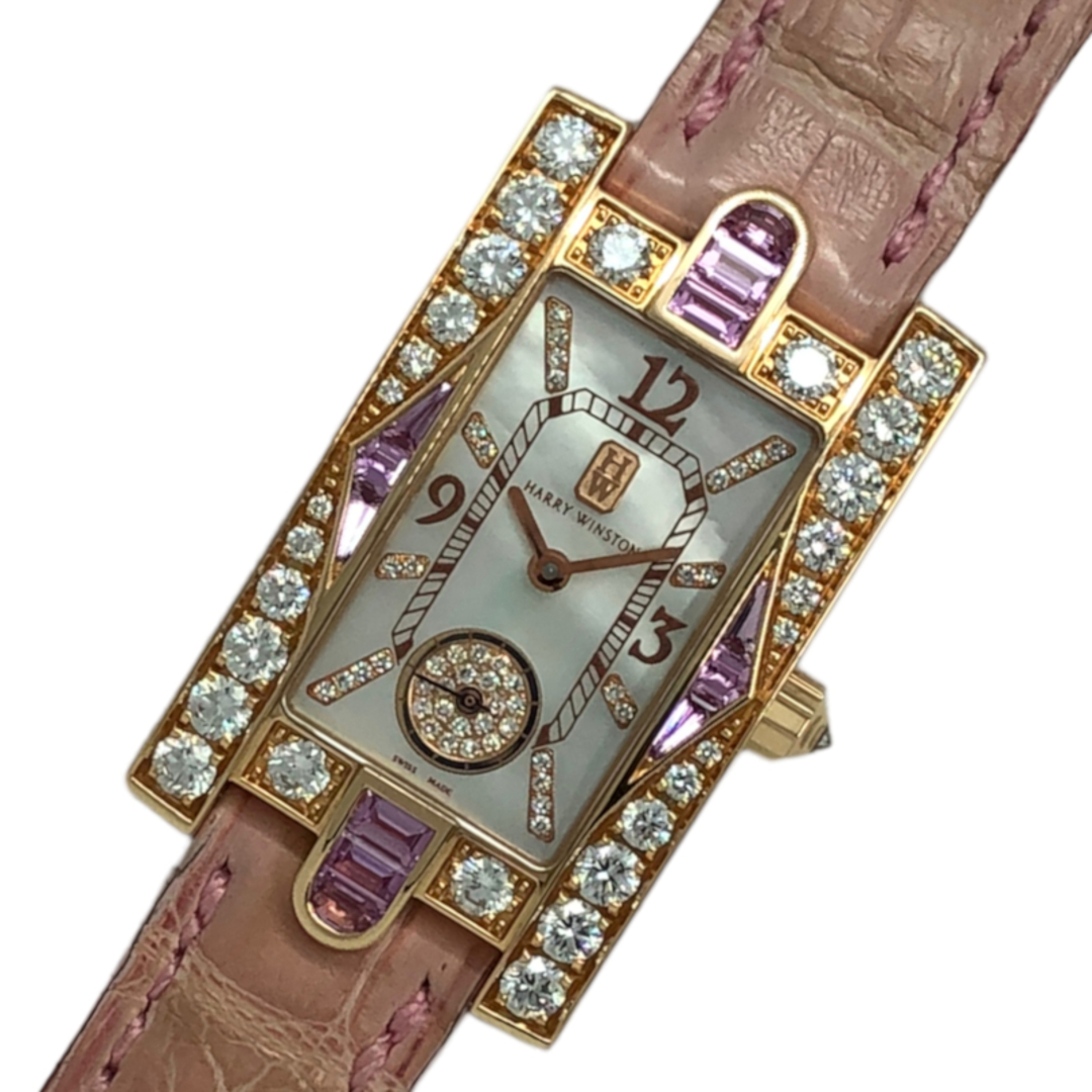 HARRY WINSTON(ハリーウィンストン)の　ハリーウィンストン HARRY WINSTON アヴェニュー オーロラ ホワイトシェル 310LQR K18PG/ダイヤモンド/ピンクサファイヤ クオーツ レディース 腕時計 レディースのファッション小物(腕時計)の商品写真