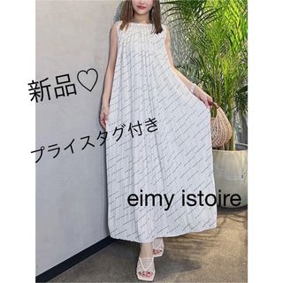 エイミーイストワール(eimy istoire)のプライスタグ付き　ランダムプリーツプリントワンピース(ロングワンピース/マキシワンピース)