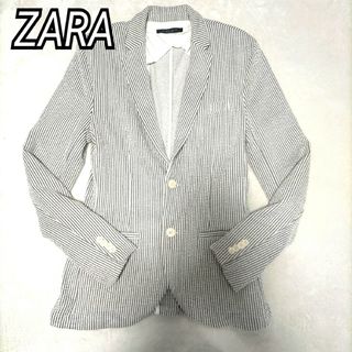 ザラ(ZARA)の希少 ZARA MANザラ マン シアサッカー ストライプ 伸縮性 パイル地 テ(テーラードジャケット)