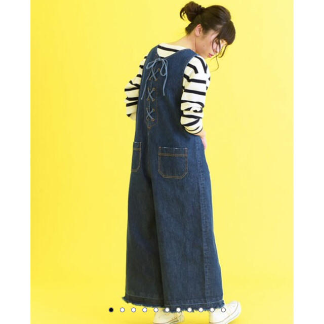 CHILD WOMAN(チャイルドウーマン)の12.5オンスデニム　後ろ編み上げオールインワン レディースのパンツ(オールインワン)の商品写真