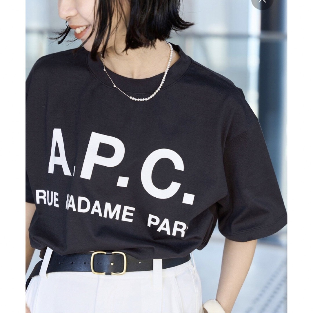 イエナ A.P.C別注ビッグロゴTシャツ ネイビー-