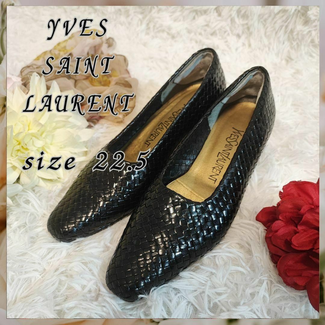 Yves Saint Laurent(イヴサンローラン)の編み込みレザー パンプス ヒール　35 1/2(22.5cm相当) レディースの靴/シューズ(ハイヒール/パンプス)の商品写真