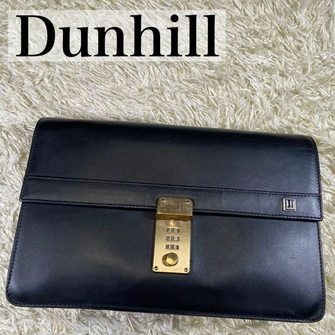 美品】 dunhill クラッチバッグ レザー ブラック-