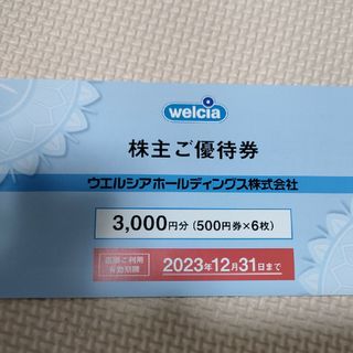 ウエルシア　株主優待　3000円分(ショッピング)