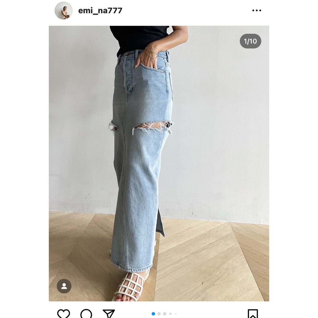 サイドカットDenimロングスカート シールームリンレディース