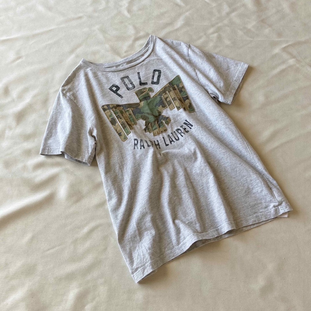 Ralph Lauren(ラルフローレン)のポロ ラルフローレン ロゴ プリント ワッペン 半袖 Tシャツ M グレー レディースのトップス(Tシャツ(半袖/袖なし))の商品写真