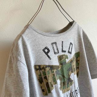 ラルフローレン(Ralph Lauren)のポロ ラルフローレン ロゴ プリント ワッペン 半袖 Tシャツ M グレー(Tシャツ(半袖/袖なし))