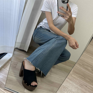 SLY LANG フレアデニムパンツ ダメージ moussy rienda