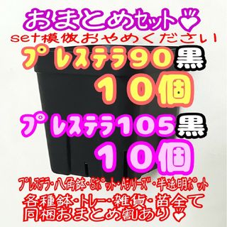 【スリット鉢】プレステラ黒90＆105 各10個 多肉植物 プラ鉢(プランター)