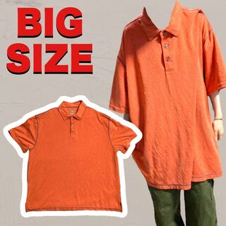 VQA  ポロシャツ ビンテージ 古着   オレンジ ビッグサイズ　ゆるだぼ(ポロシャツ)