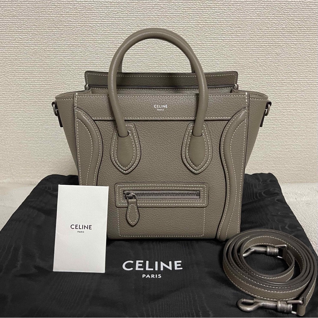 美品 CELINE(セリーヌ) ラゲージ ナノ スリ ドラムドカーフ バッグ ...