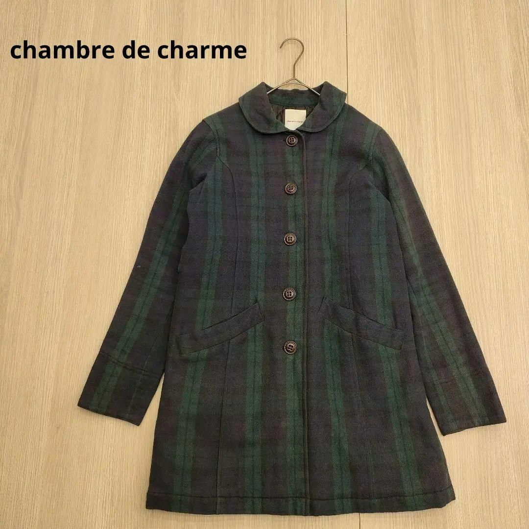 chambre de charmeシャンブルドゥシャーム タータンチェックコート