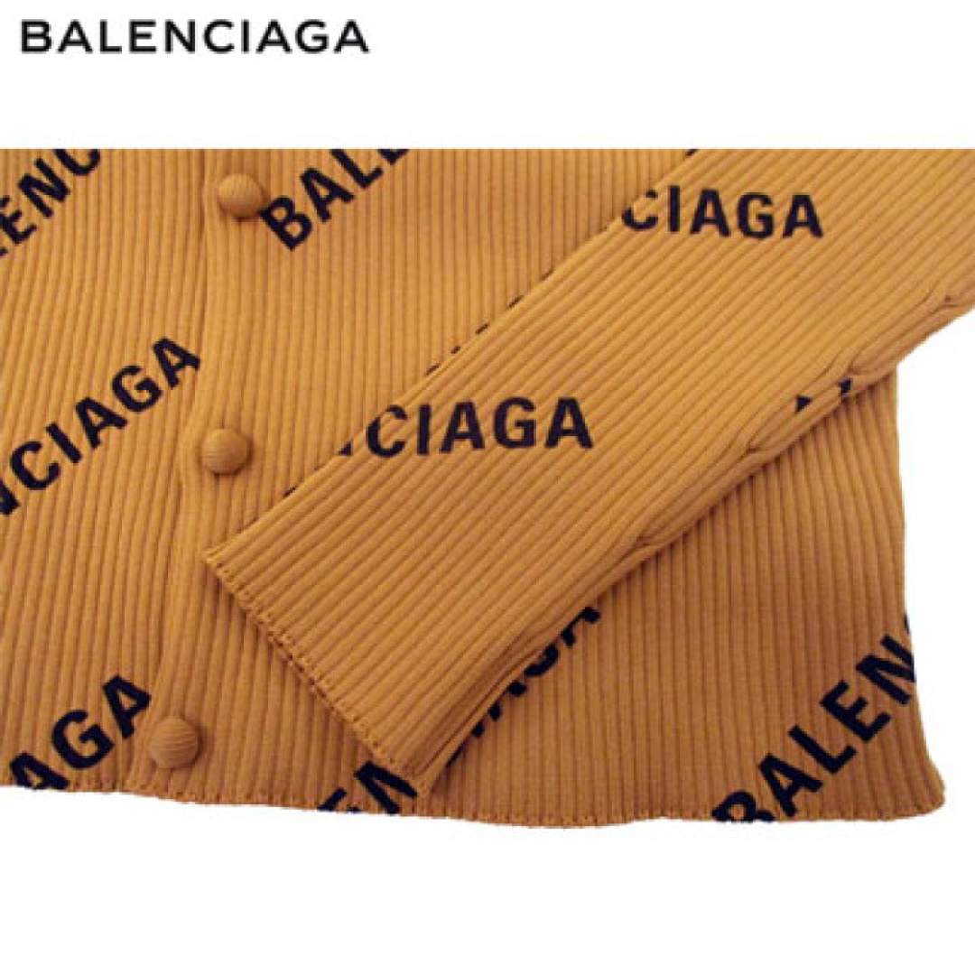 バレンシアガ　新品未使用タグ付き　リブニット　カーディガン　XS キャメル　ロゴ