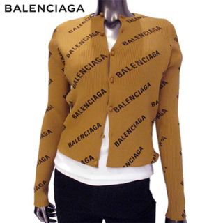 バレンシアガ(Balenciaga)のバレンシアガ　新品未使用タグ付き　リブニット　カーディガン　XS キャメル　ロゴ(カーディガン)