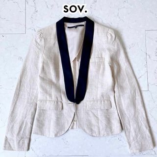 Sov.【未使用】ノーカラージャケット テーラード 刺繍レース 白ホワイト 秋冬